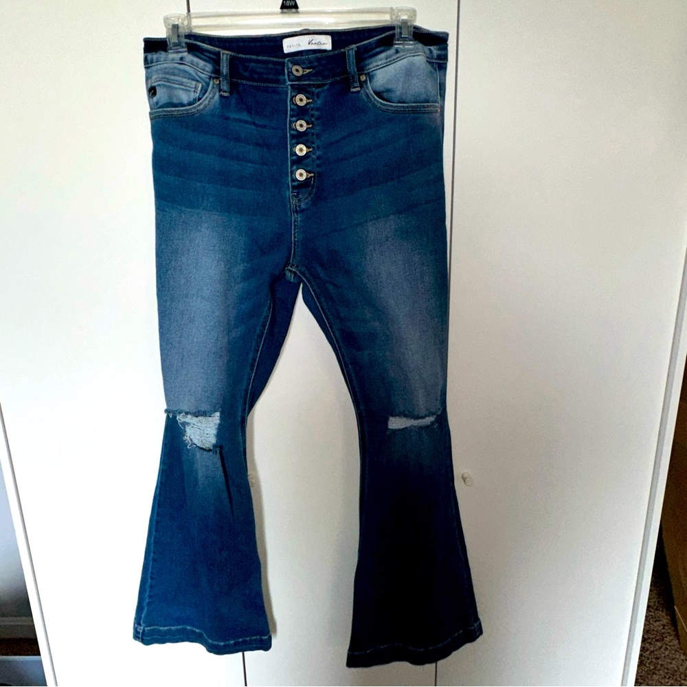 Kancan Dixie Ultra High Rise Jeans Plus Size Petite XL Flare Cut Button Fly